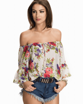 Blusa florida tomara que caia